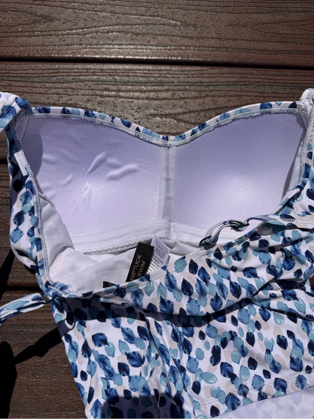 Blue White Nip Tuck Leaf-Print Two-Piece Swim Set